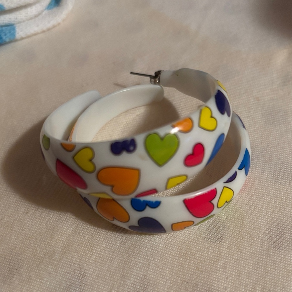 Colorful Heart Hoop Earrings